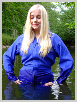  Modesty gets her blue boilersuit absolutely soaking wet! featuring Modesty, the wild child 