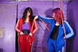 view details of set gm-4h010, Violet Vixen and Isabeau hose each other down, fully dressed